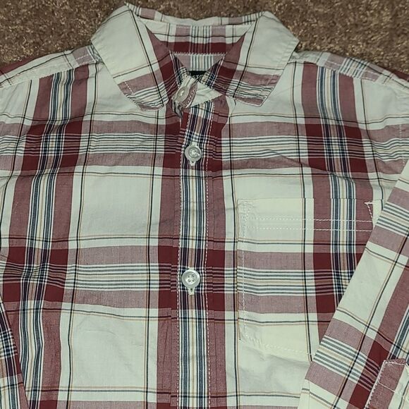 Nordstrom Ivory Egret Alex Plaid button long sleeve top - Picture 2 of 3